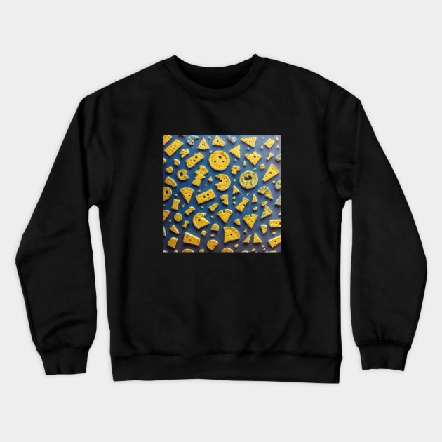 Cheese Foodie Cow Pattern Milk Vintage Art Crewneck Sweatshirt by Flowering Away